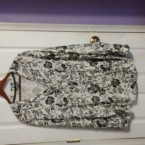 Natural reflections tunic top sz XXL floral ivory dark green